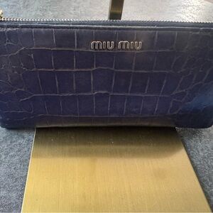 Miu Miu Navy Crocodile Embossed Wallet *Authentic*